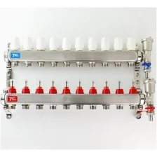Коллектор для теплого пола 10 контуров в сборе распеределительный с расходометрами 1"x3/4" VIEIR