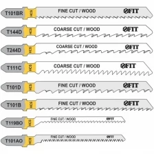 Набор полотен для электролобзика 10 шт.(T101D, T111Cx2, T101B, T119BO, T144Dx2, T244D, T101AO, T101BR) FIT 41013