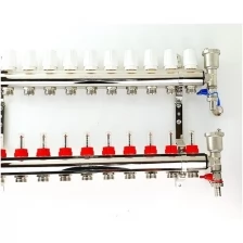 Латунный коллектор для теплого пола 10 контуров с расходомерами 1"x3/4" VIEIR