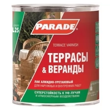 Лак алкидно-уретановый Parade L25 для террас полуматовый 0,75л