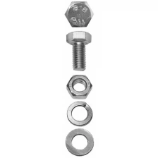 Болт (DIN933) в комплекте с гайкой (DIN934), шайбой (DIN125), шайбой пруж. (DIN127), M6x10мм, 13шт, ЗУБР