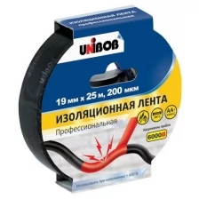 Изолента профессиональная UNIBOB 19ммх25 м, черная, 200 мкн